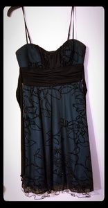 SALE Teal Dress, Sparkly Floral Design, Homecoming